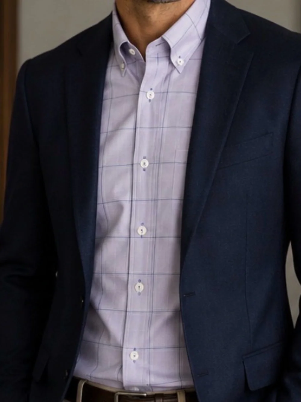 Light Purple Windowpane Dress Shirt —non iron slim fit